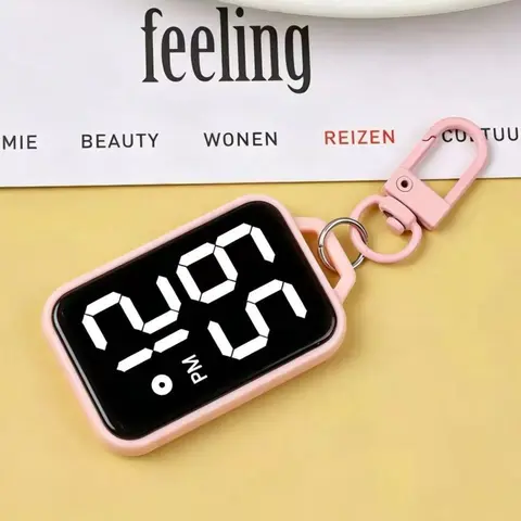 Women's Keychain Watch, Square Large-Font Electronic Watch with Touch Night Light, Student Exam-Specific Pocket Watch, Fashionable Digital Watch, Fashionable Stylish Watch, Plastic Watch