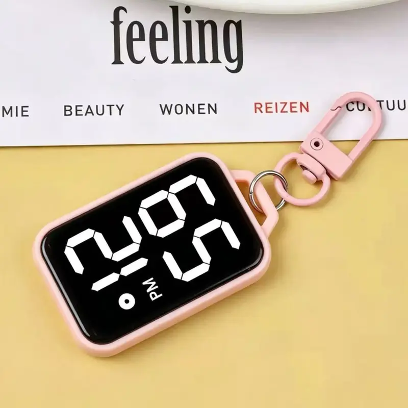 Women's Keychain Watch, Square Large-Font Electronic Watch with Touch Night Light, Student Exam-Specific Pocket Watch, Fashionable Digital Watch, Fashionable Stylish Watch, Plastic Watch