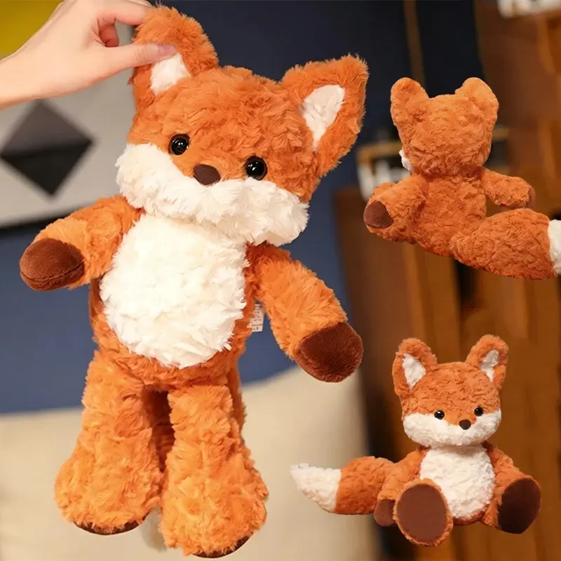 35cm/50cm Cute Fluffy Fox Plush Toy Soft Cartoon Orange Foxes Stuffed Doll Appease Birthday Gift
