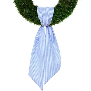 Baby Shower Wreath Sash for Front Door, Blue Seersucker Sash Holiday Stripes Wreath Accessories for Home Wedding Birthday Decorationsfidget toys
