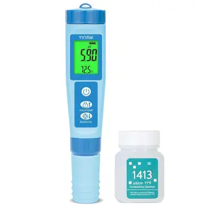Water pH Meter, Digital 4 in 1 pH Temp EC TDS Meter for Hydroponics, PH Conductivity PPM Tester with EC Calibration Liquid, Suit for Growing Nutrients,Reservoir ,DWC,Brewing,Pool, Aquarium