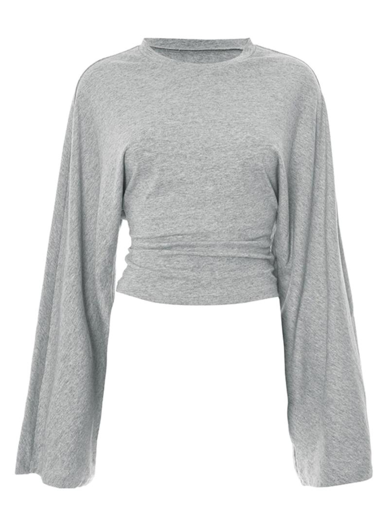 Women's Solid Long Sleeve Tee, Casual Basic T-shirt for Daily Wear, Ladies Clothes for All Seasons, Top