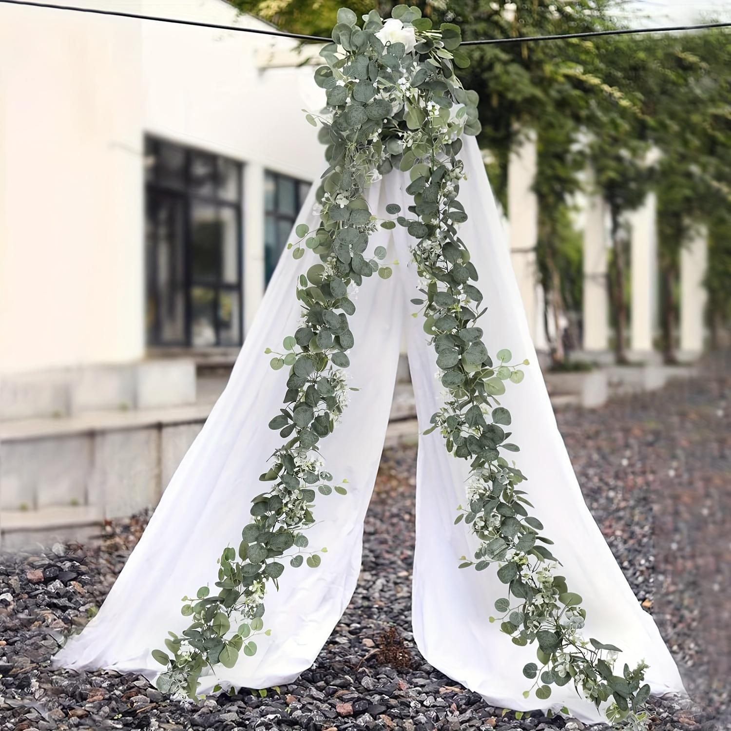 Eucalyptus Garland, 8 Counts/set Artificial Greenery Vines, Faux Eucalyptus Flowers, Room Decor Gypsophila Garland, Decorative Plant for Wedding Party Mantle Table Runner Home Decor