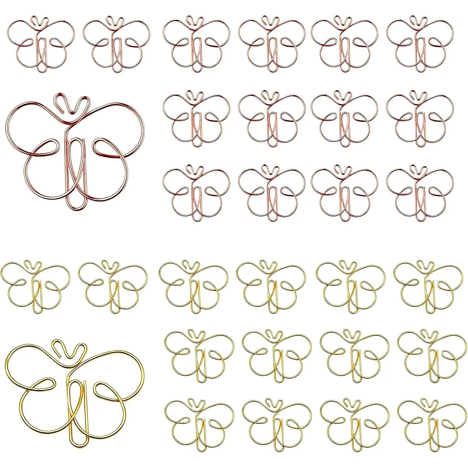 30 count Cute Paper Clips, Multicolor Butterfly Paperclips, Smooth Metal Funny Paper Clips for Bookmarks File Organization or Decoration School Gifts Wedding Decoration (, Rose )