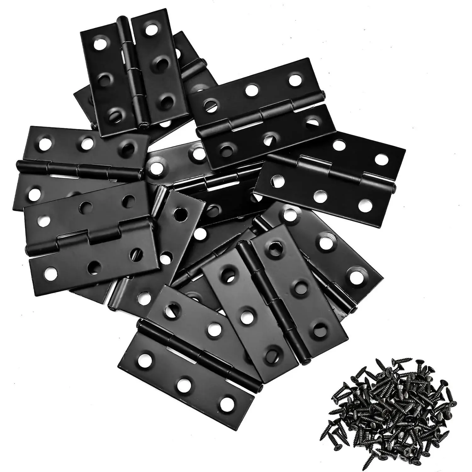 2 Inch Black Stainless Steel Hinges for Wood Box Crafts, 18 Pack with 108 Screws, Easy to Install Folding Hinges for DIY Jewelry Boxes and Hobby CraftsGift