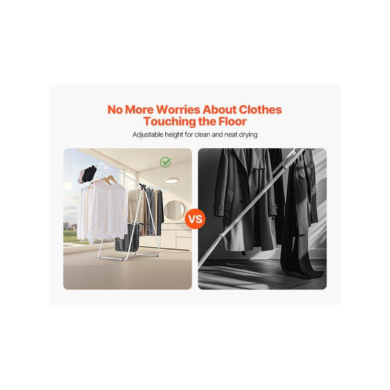 VEVOR Clothes Drying Rack, 2-Tier Foldable Laundry Dryer Rack with Sock Clips 21 Drying Rods, Metal Height Adjustable Drying Racks for Outdoor Indoor, Free-Standing Space-Saving Hanger, White VEVOR Clothes Drying Rack, 2-Tier Foldable Laundry Dryer Rack with Sock Clips 21 Drying Rods, Metal Height Adjustable Drying Racks for Outdoor Indoor, Free-Standing Space-Saving Hanger, White