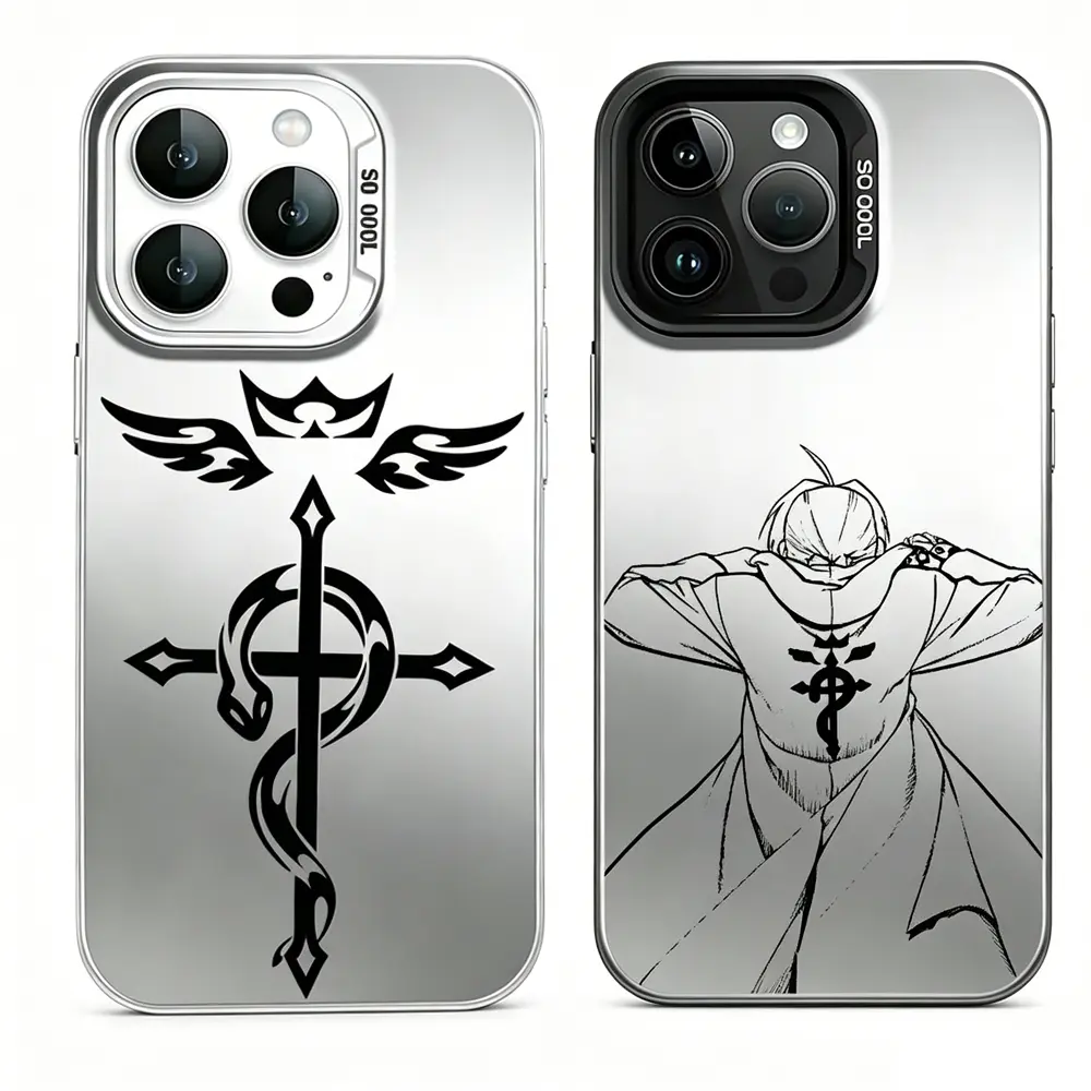 FMA F-Fullmetal Alchemist Phone Case for iPhone 17 Pro Max Air 16 Pro 15 14 Plus 13 12 11 and Samsung S26-S23 Plus Ultra Colored silver phone case