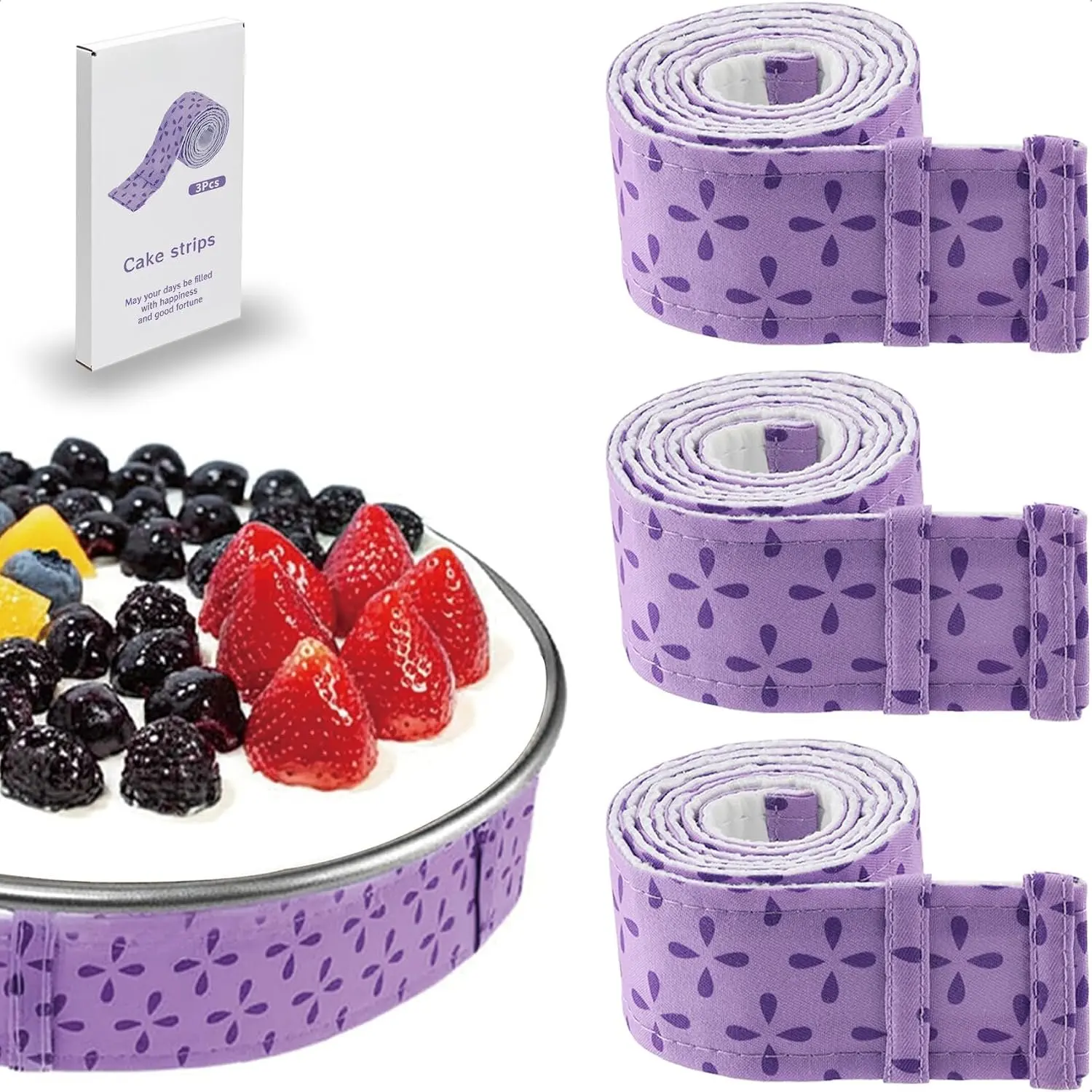 3 count Cake strips for even baking, Baking strips for cake pans, Baking Supplies and Cake leveler