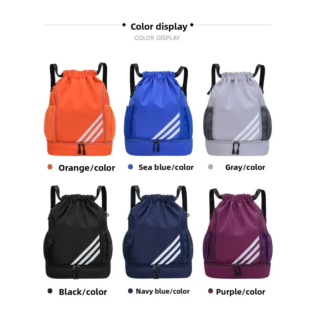 Unisex One Size Large-Capacity Lightweight Drawstring Backpack - Foldable Gym Travel Bag with Mesh Pockets for Basketball Sports