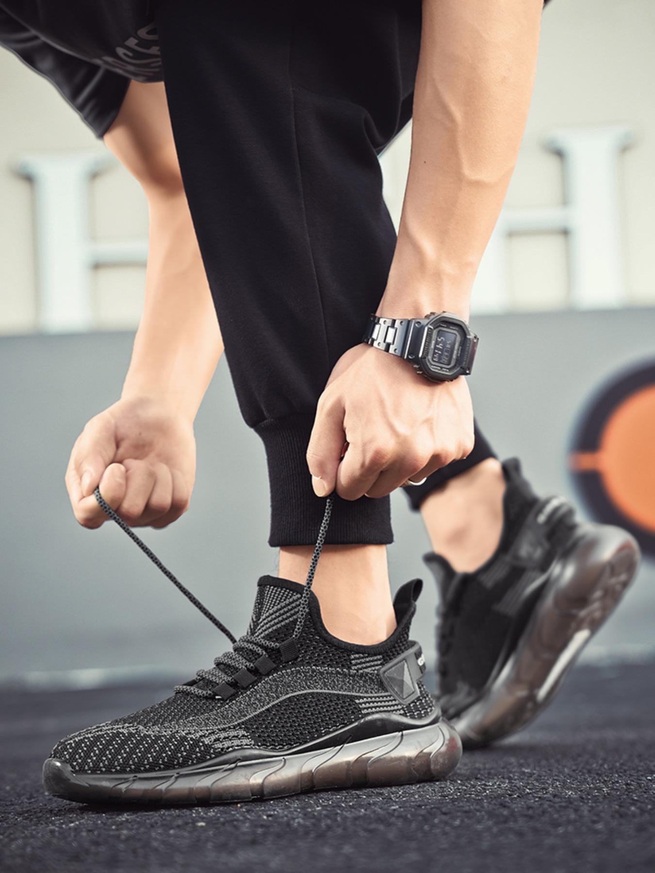 Men's Breathable Mesh Athletic Workout Sneakers, Lightweight Shock-Absorbing Running Shoes for Daily Wear