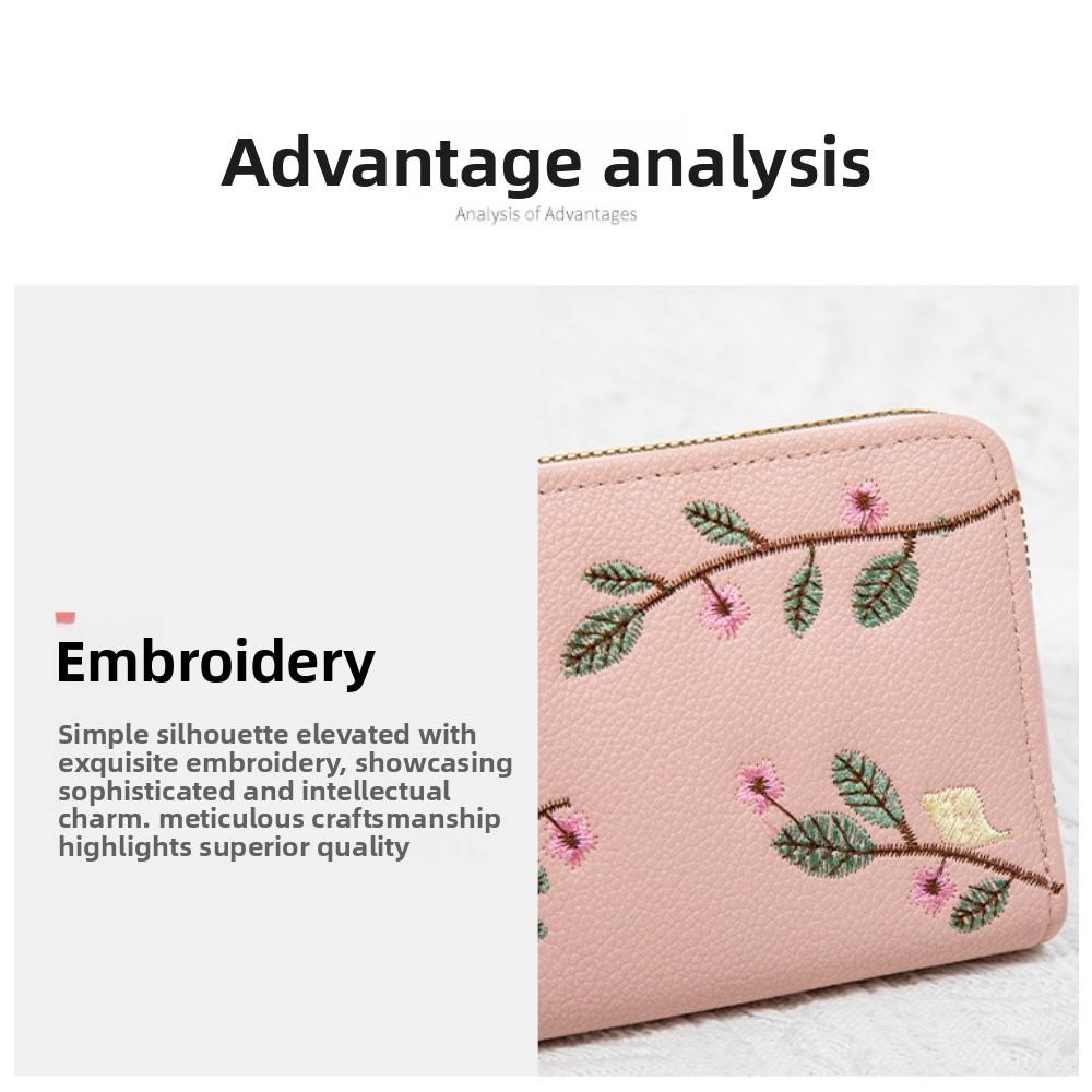 2026 Women’s Embroidered Floral Wallet – Multi-Card Organizer & Fashion Clutch Purse