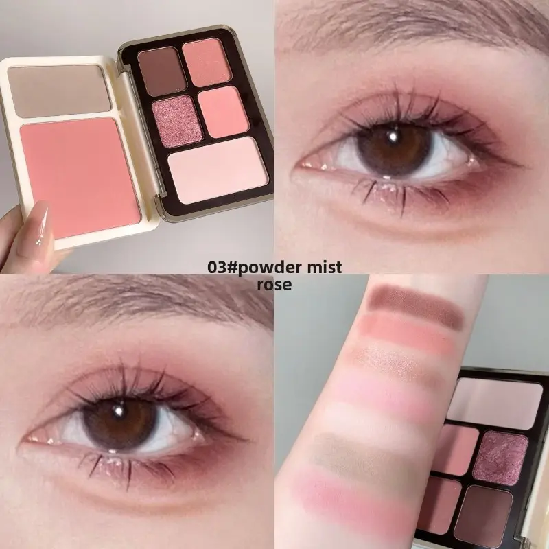 Kobeleen Full Face Shaping All-in-One Makeup Palette, 4-in-1 Integrated Palette with Eyeshadow, Contour, Highlighter & Blush, Soft Fine Powder Long-Lasting & Skin-Friendly, Contour for Defined Facial Outline, Highlighter for Brightening,