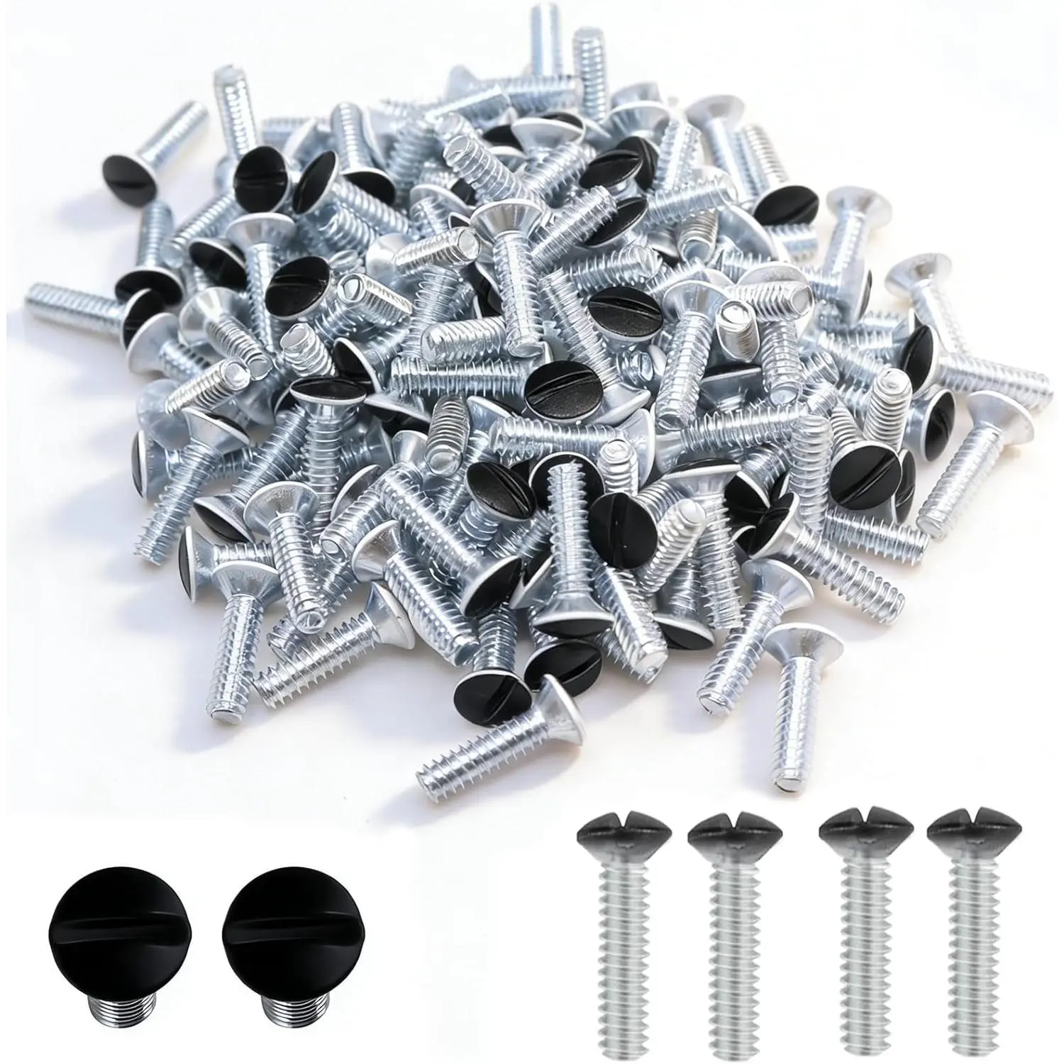 50 count 9/16" Wall Plate Screws, Black Outlet Screws 6-32 Thread Light Electrical Cover Panel  Plate Screws(Black)