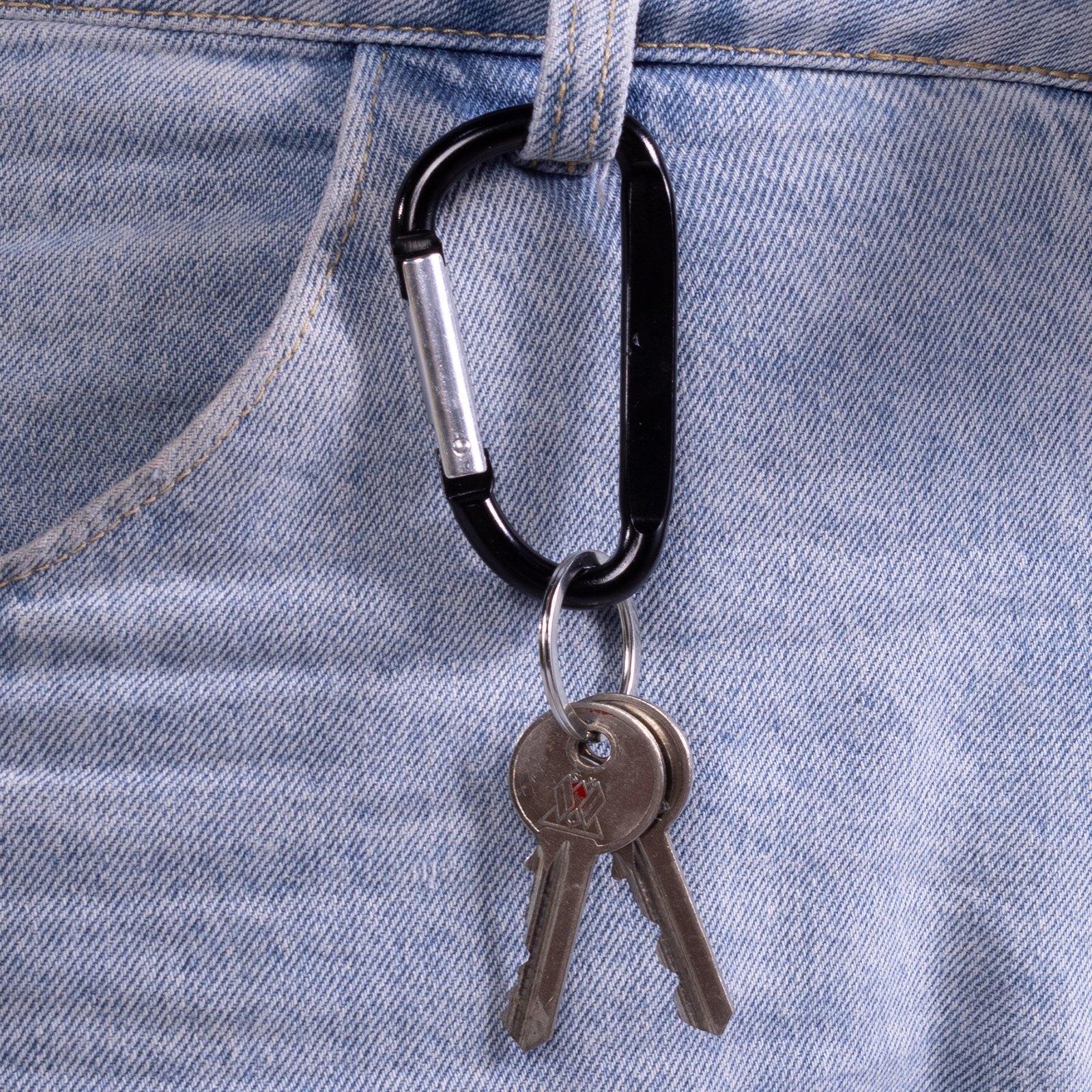 VEVOR 10 PCS Black Carabiner, Caribeaner Clip, Spring Snap Hook for Keychain Clip, 3.07" Aluminum Alloy D Ring Shape Carabeaner with 20 PCS Keyring, Multipurpose for Camping, Hiking, Backpacking