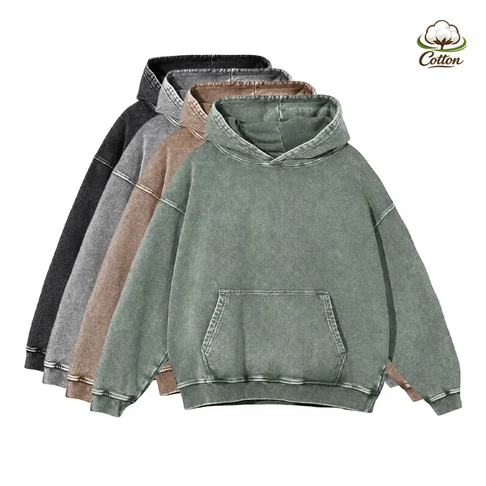 ECHOSTUDIAO Women's 2-Pack Oversized Vintage Hoodies - Acid Washed, Mineral Washed, Loose Fit, Drop Shoulder, Plain Blank Pullovers with Kangaroo Pocket, Long Sleeves, Cozy Style & Street Vibe for Fall Winter, Street Style