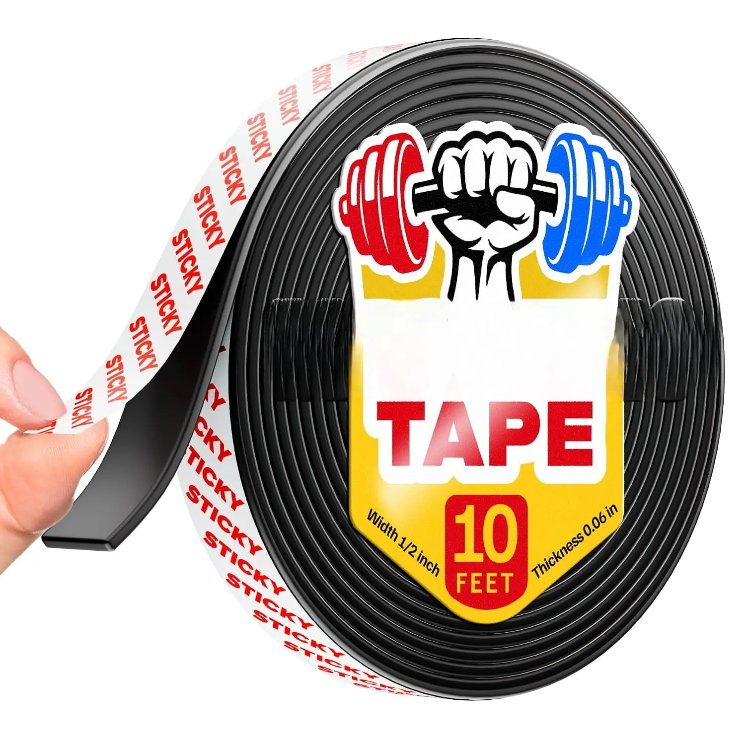 Super Sticky ic Tape (10ft x 1/2in) - Stong  Strip with Adhesive Backing for DIY & Crafts - Easy to Cut and Mount  Fridges, Whiteboards &