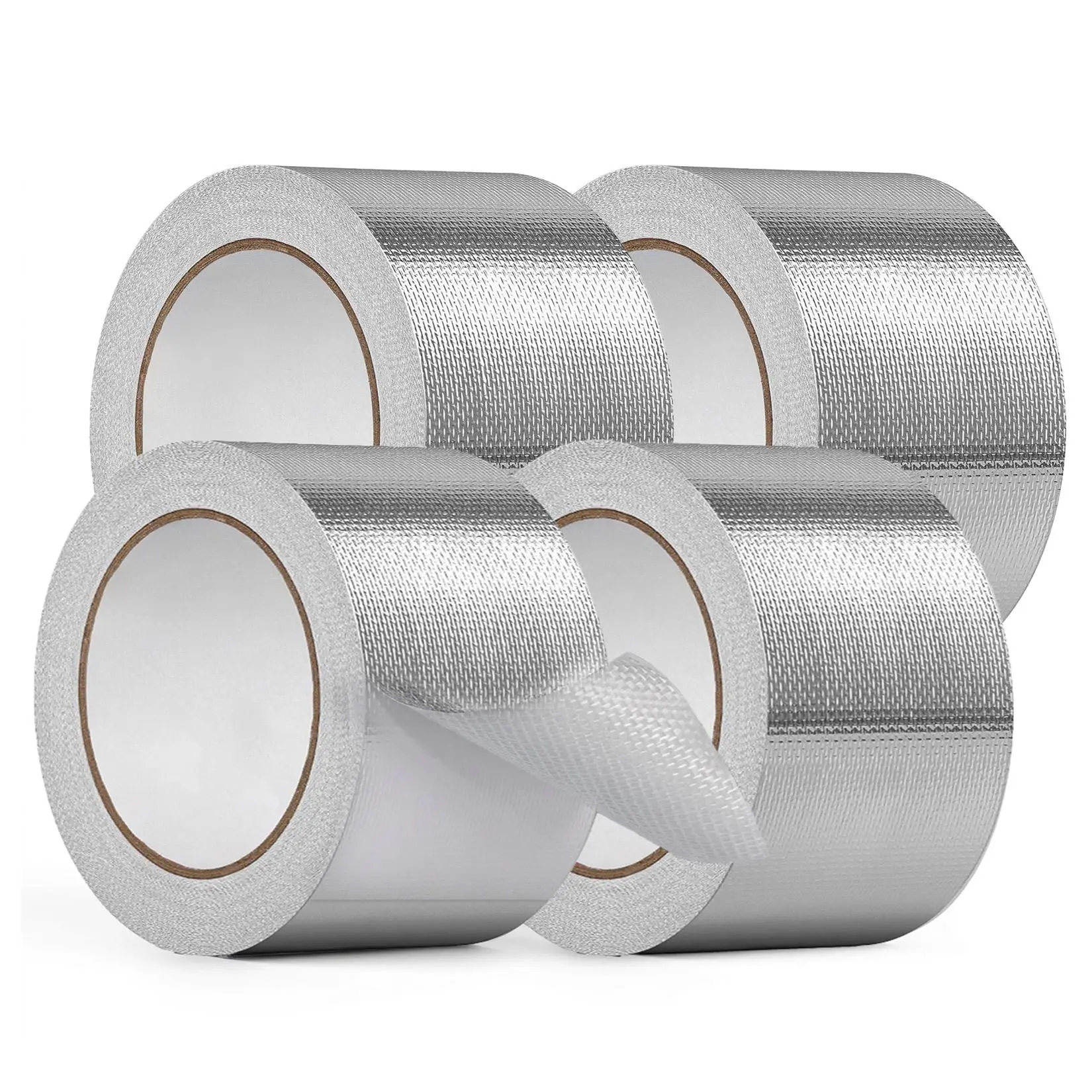 High Temperature Fiberglass Aluminum Foil Tape 4 Pack – Heavy Duty Industrial Insulation & Sealing Tape for HVAC Ducts, Water Pipes, Dryers – Heat Resistant, 3.9" x 66'