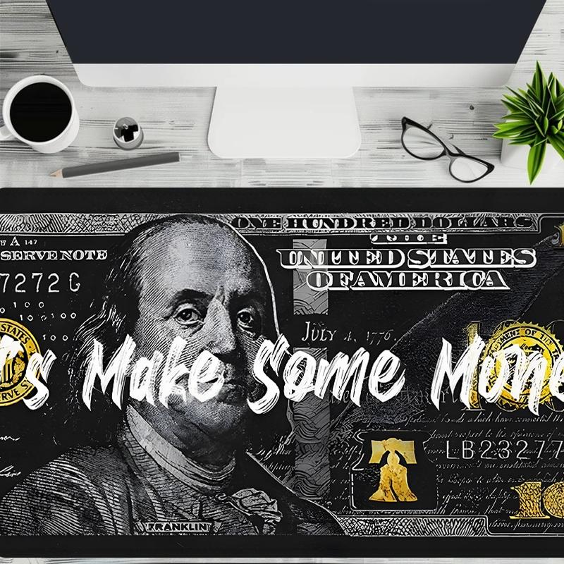 Money Pattern Mouse Pad, Rectangle Gaming Mouse Pad, Non-Slip Mousepad with Stitched Edges for Game Players, Office, Study, Premium Multipurpose Mousepad, Desk Accessories