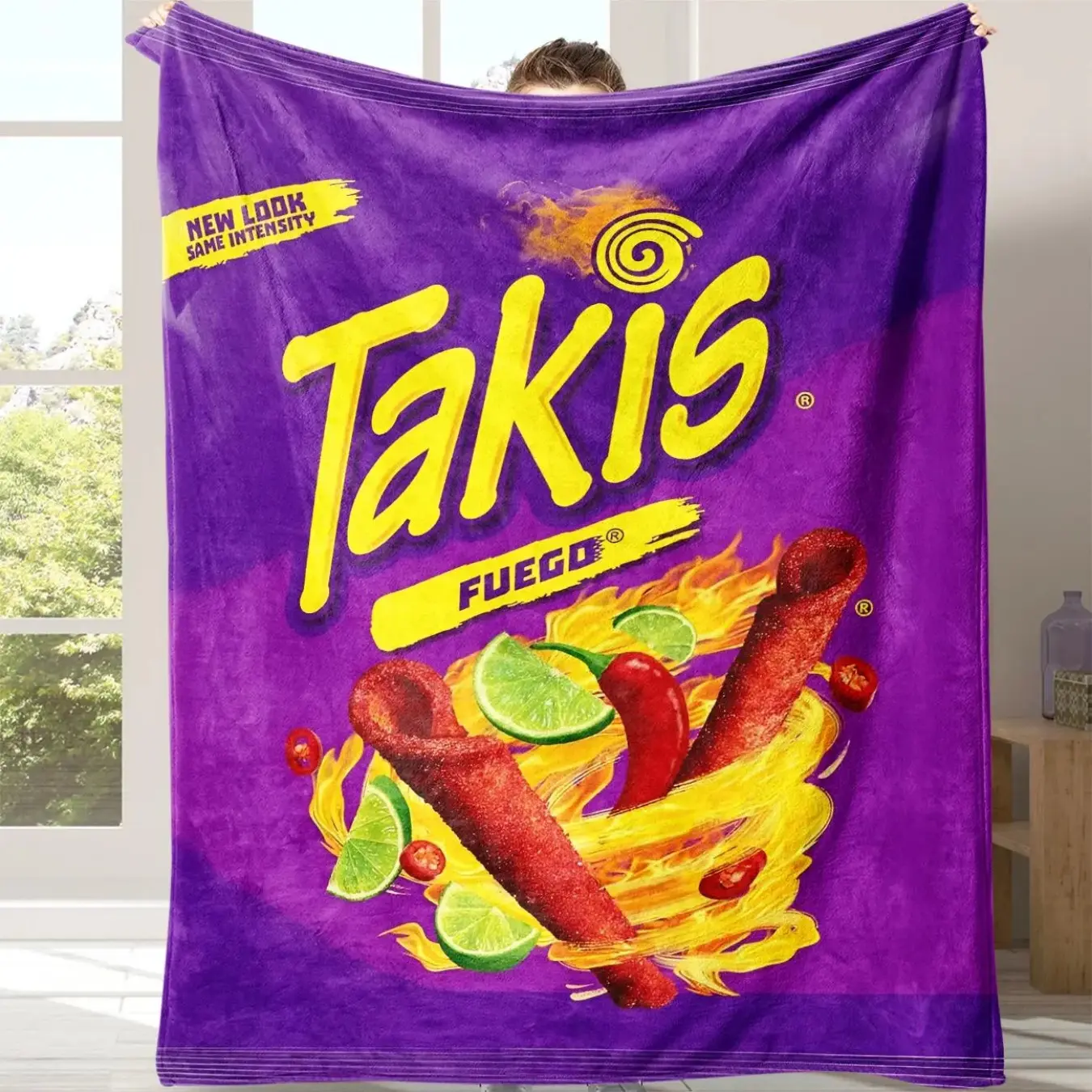 Takis Fuego Flannel Blanket, Spicy Snack Food Print Throw Blanket, Soft Fleece Blanket, Cozy Sofa Bed Travel Blanket, Unique Gift for Snack Lovers