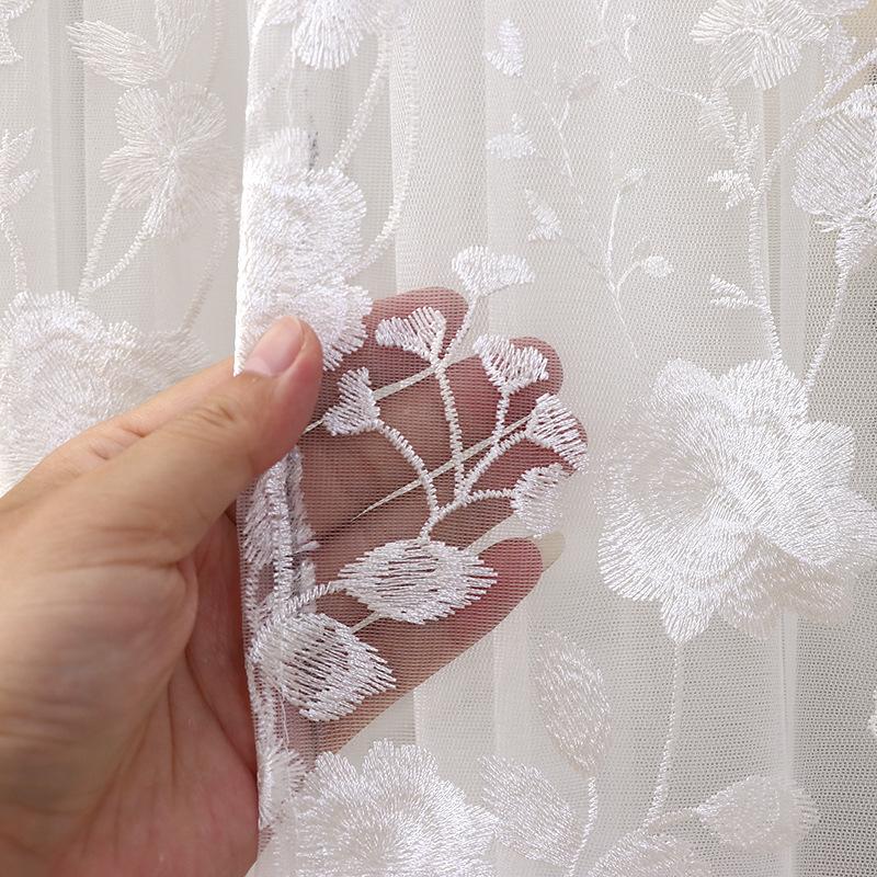 No Drill Sheer Door Curtain, Beaded Embroidery Privacy Curtain, Mosquito Net for Bedroom, Long Partition Curtain for Home Decor