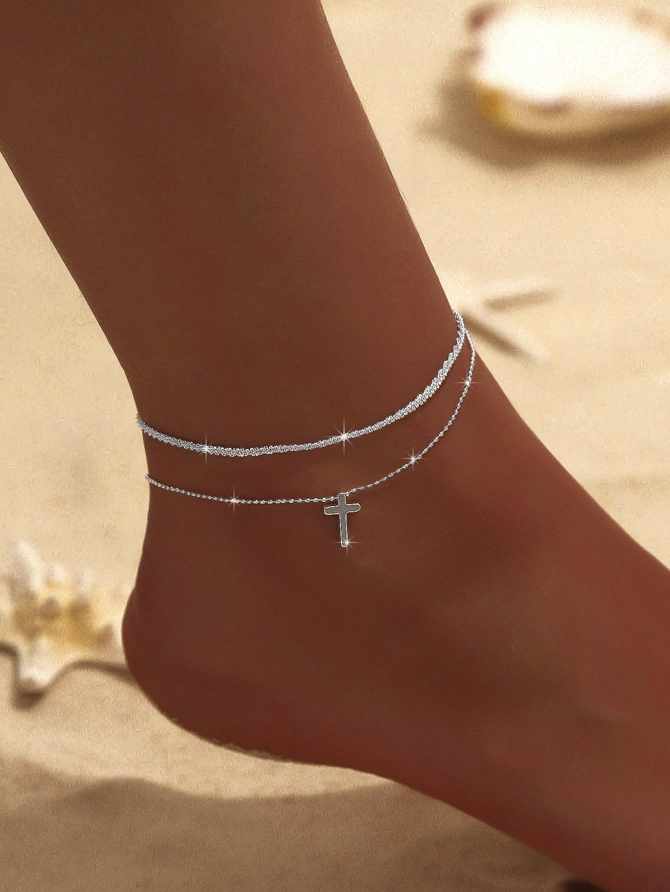 Fashionable hot-selling trendy sparkling anklet for women, high-end minimalist style, glittering starry anklet, beach gift