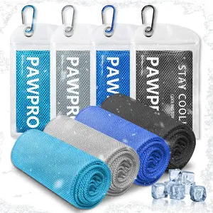 4 Packs Cooling Towels for Neck and Face, Soft Breathable Gym Towels with Waterproof Bag & Carabiner, Multi-Colored Sweat Towels for Gym, Running, Yoga (Light Blue/Royal Blue/Black/Grey)Gift.