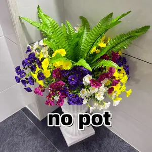 Artificial Flowers Fake Plants, Artificial Flower Set, for Outdoors Decoration, 12/24 Bundles Silk Morning Glory with Boston Fern UV Resistant Faux Spring Flowers for Outside Planter Yard Patio Garden Home Indoor