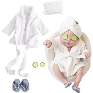 5PCS Newborn Photography Props Baby Girl Bathrobes Bath Towel Outfit with Slippers Cucumber Photo Props for Infant Boys Girls control flow sprayer Silicone Pacifier Clip with Bear Character Wipe Warmer with LED Light photoshoot teething crystal bling