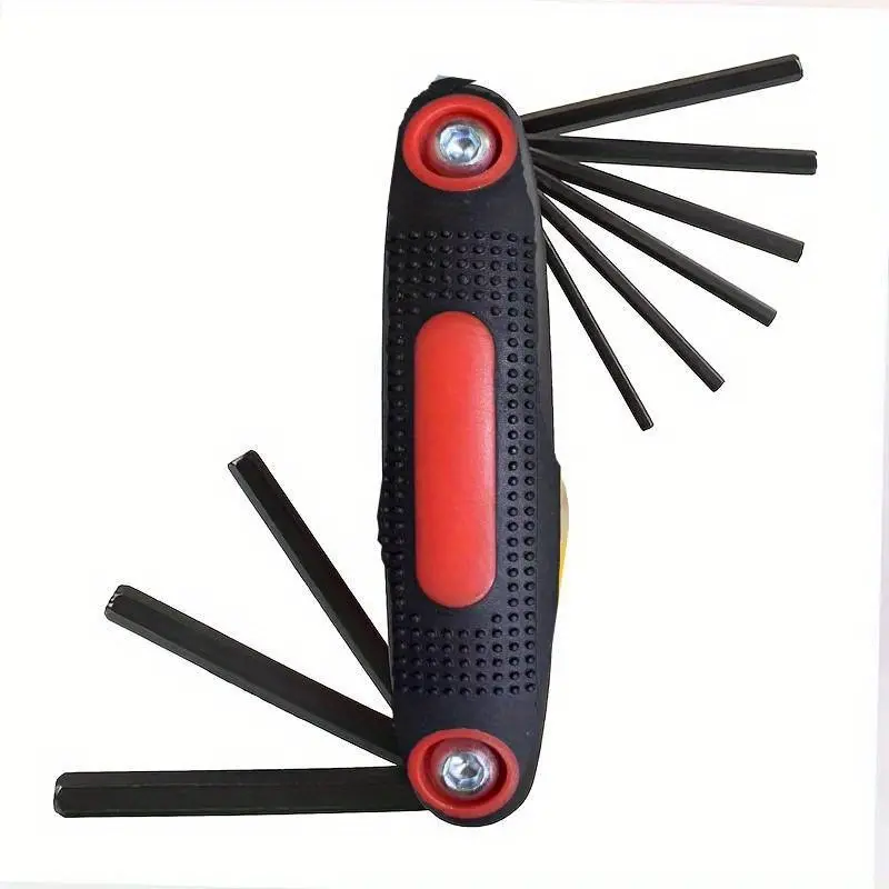 9in1 Folding Allen Wrench Set, Hand Tools, 3 Metric and Sae Allen Wrenches, Includes Torx Wrench, High-Quality Soft Rubber Handle
