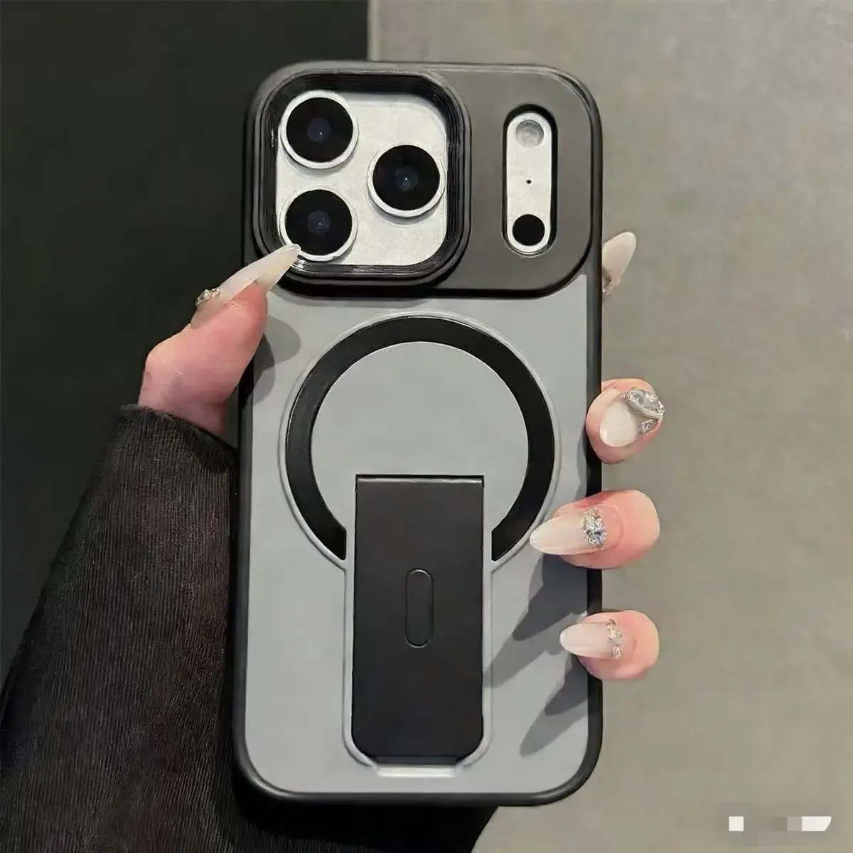 Phone Case - Large Hole Matte Invisible Stand Phone Case, Compatible with Apple iPhone 17 Air/16 15 14 13 12 Pro Max/17 16 15 14 Plus/15 14 13 12 11, Magnetic Anti-Fingerprint Anti-Drop Protective Case