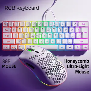 Gaming Keyboard and Mouse Combo, 61 Keys, Compact RGB Wired Keyboard Mouse, Ergonomic Design, Compatible with Ps4, Xbox, PC, Laptop, MAC, Mini