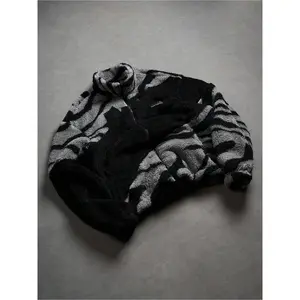 Men's Loose Tribal Pattern Fleece Jacket, Warm Thick Lamb Fur Coat, Camo Print, High Neck Full Zip Outerwear, Winter Street Style, Menswear