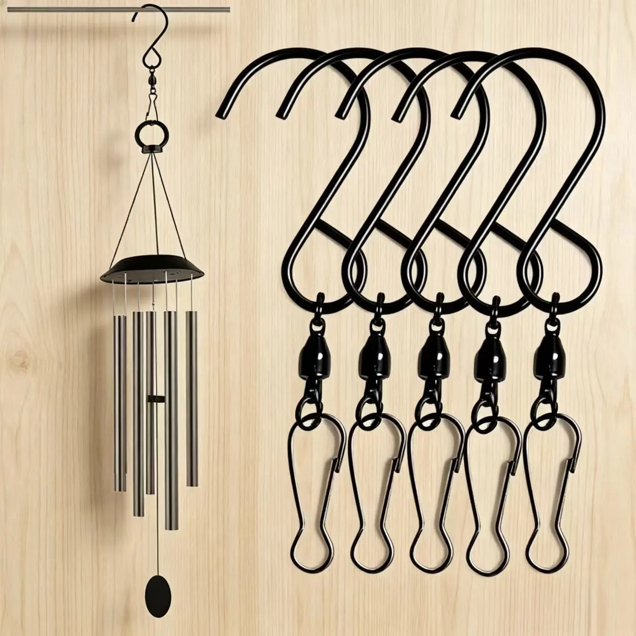 10-Pack 360-Degree Rotating Hooks, Stainless Steel Wall-Mounted S-Shaped Hook, Ideal for Windmills, Wind Chimes, Crystal Twisters, Easy Install, Rust-Resistant