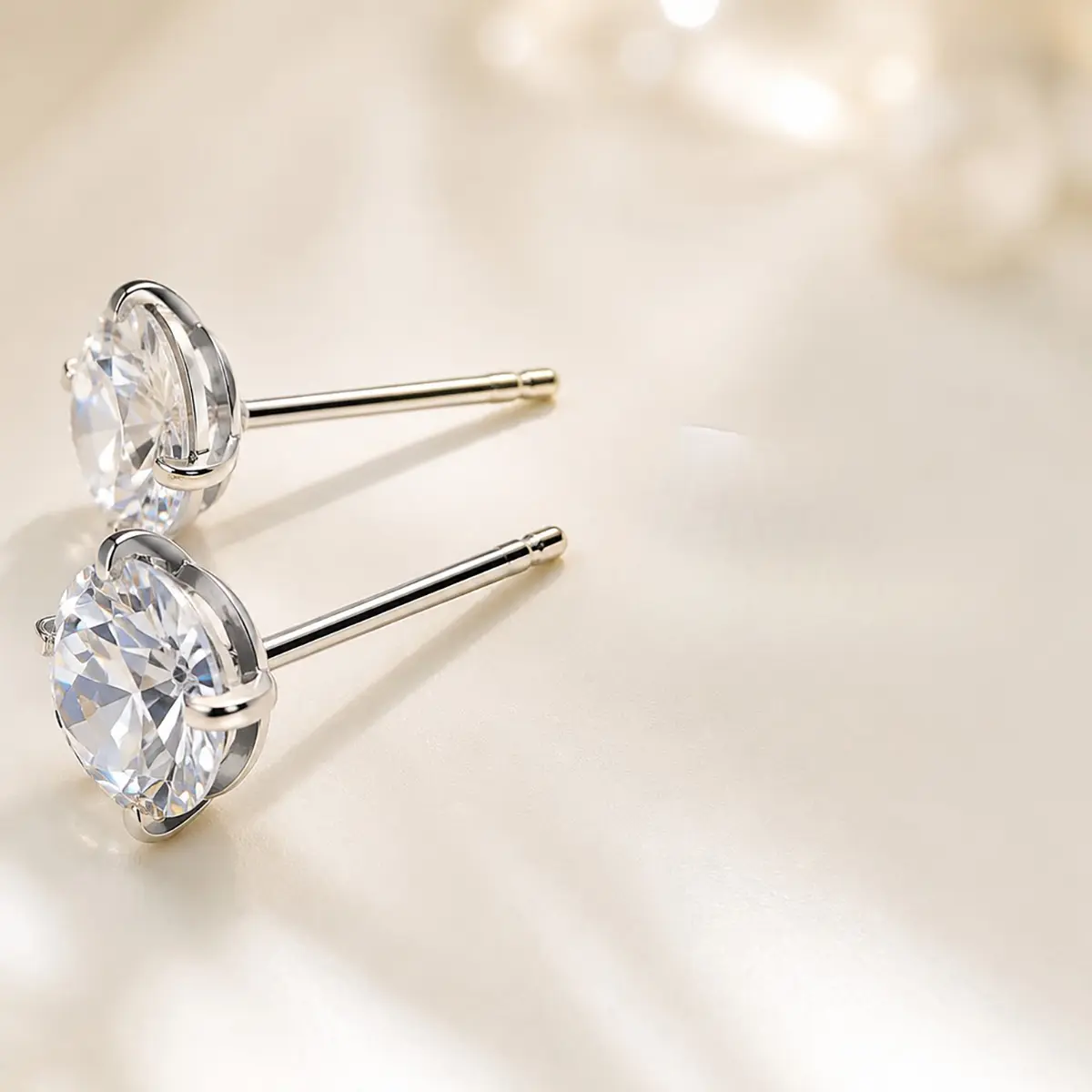 5 Pairs Round Cubic Zirconia Stud Earrings S925 Sterling Silver Hypoallergenic Earring Set for Women, Multi Size Smooth Safety Pin Tiny Classic CZ Studs with Mini Travel Jewelry Box, Minimalist Daily Bridal Wedding Stackable Ear Jewelry Gift for Sensitive