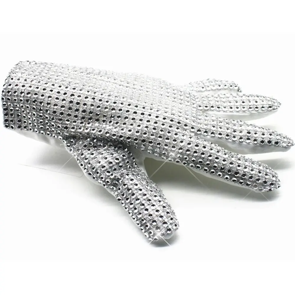 Unisex Michael Jackson Style Handmade Glove, Crystal Beads Single-Side Decor, Fashion Costume Jewelry Accessory for Daily Wear