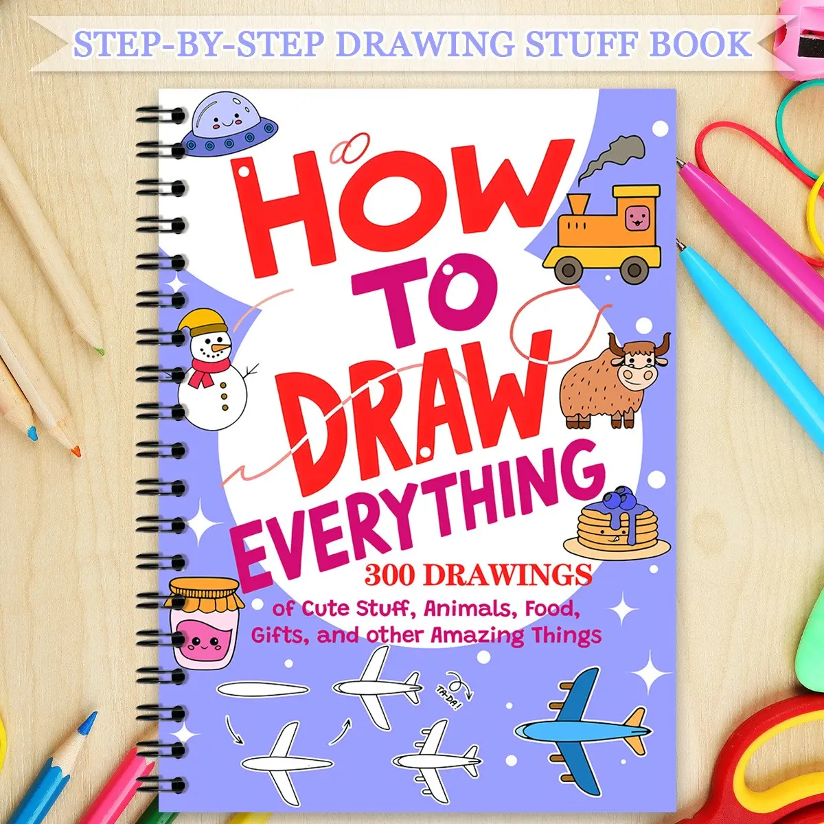 Fun Drawing Tool for Kids, Beginners, and Bullet Journal Lovers, Learn 300 Cute Sketches, Doodles, Arts, Crafts, Boost Creativity, Perfect Gift for Children