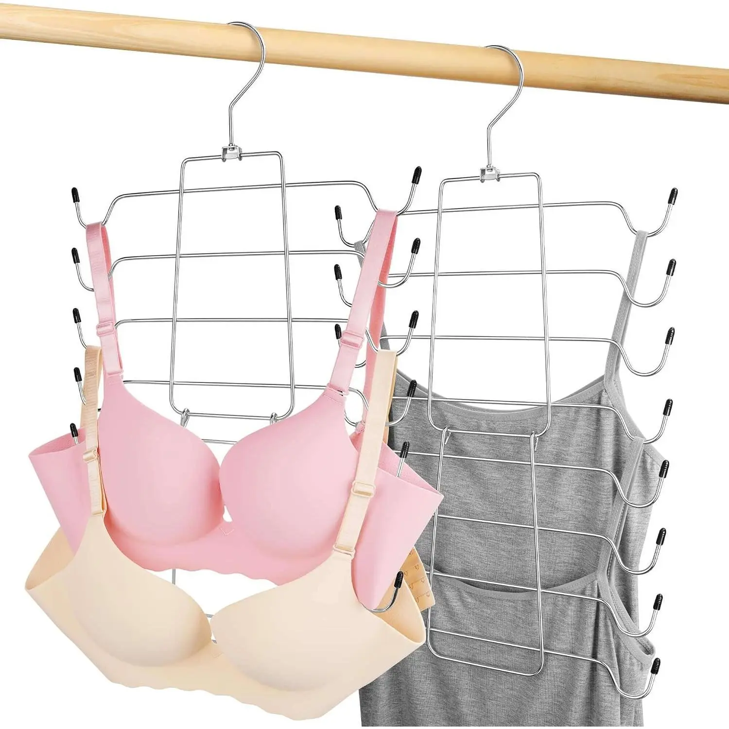 2 Pack Tank Top Hanger, Bra Organizer for Closet, Hanging Space Saving Sport Bra Lingerie Holder Closet Organizers and Storage, College Apartment Essentials, Silver