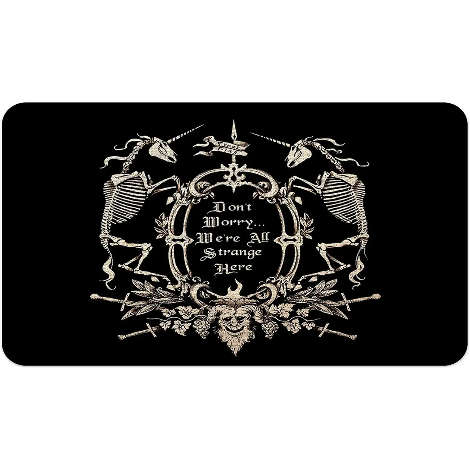 Gothic Skull Door Mat - Non-Slip Goth Welcome Mat, Spooky Door Mat Outdoor, Goth Decor, Gothic Rug