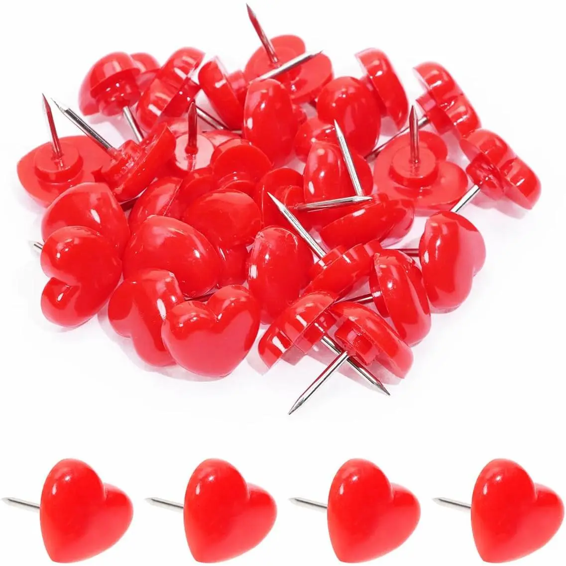 30 count Sweetheart Push Pins Tacks Plastic Cute Love Heart Shape   Thumb Tacks Steel Point Bottom Tacks for Cork Bulletin Board Colored Tacks Decorative Push pins (Black)