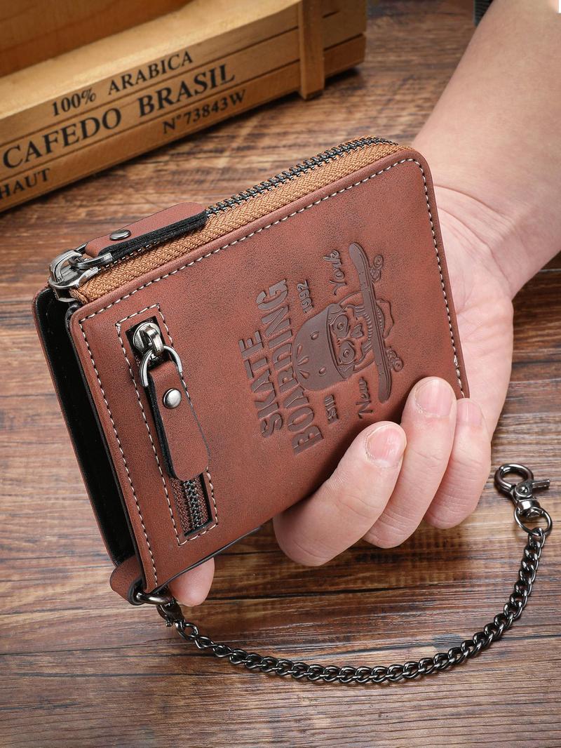 Men's Vintage Multi Card Slot Short Wallet, Casual Trendy Wallet, Casual PU Leather Zipper Wallet, Zipper Wallet Design, Multi-functional Wallet for Men for Daily Use