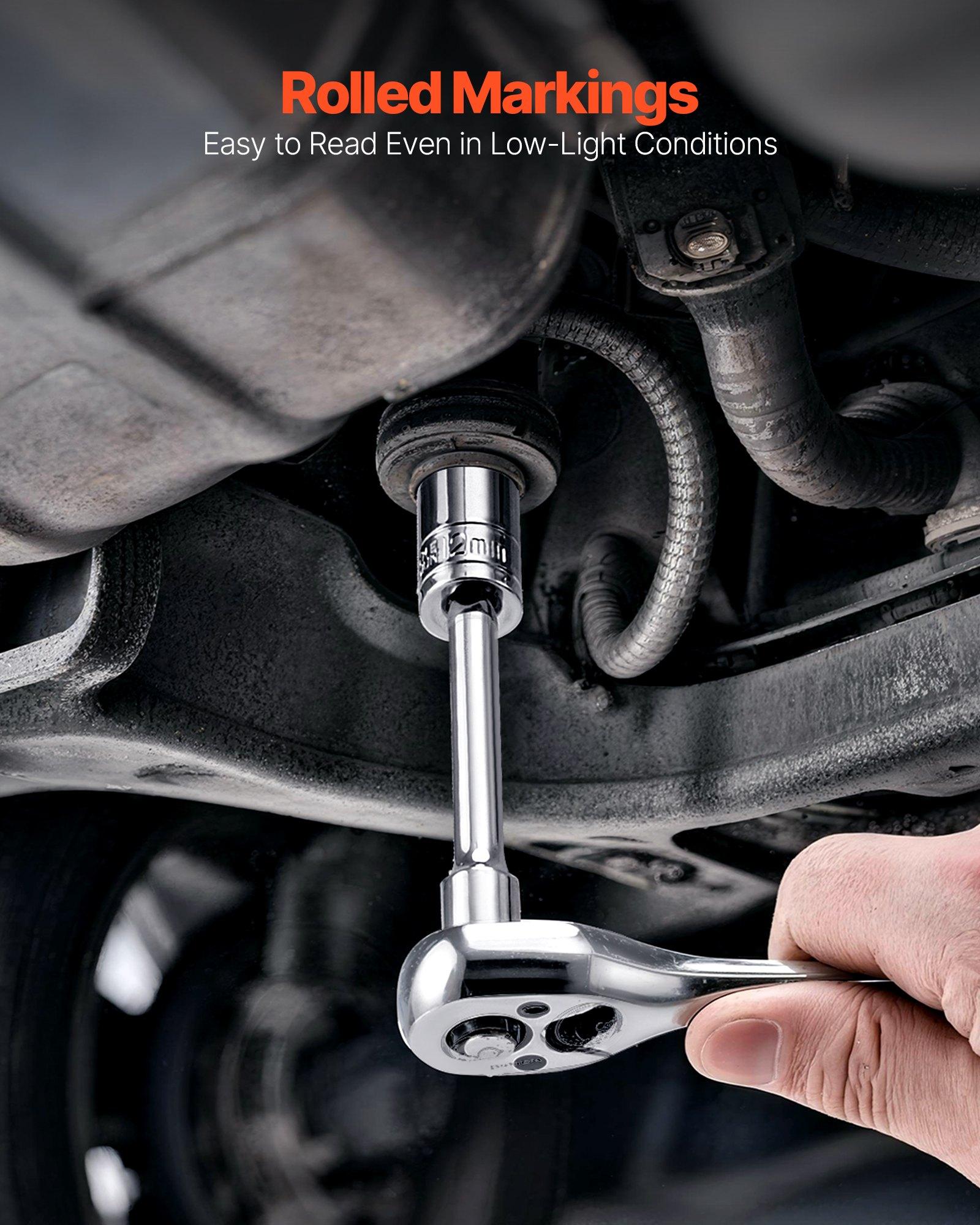 VEVOR Socket Set, 108 Pieces, 1/4 & 1/2 inch Drive Socket and Ratchet Set, Metric Size from 4 to 32 mm, Mechanic Tool Kit with Bits, Accessories, Storage Case, CR-V Alloy Steel, for Automotive Repair VEVOR Socket Set, 108 Pieces, 1/4 & 1/2 inch Drive Socket and Ratchet Set, Metric Size from 4 to 32 mm, Mechanic Tool Kit with Bits, Accessories, Storage Case, CR-V Alloy Steel, for Automotive Repair