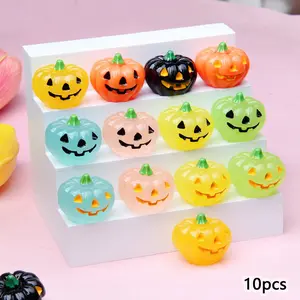 10pcs Halloween Pumpkin Ornaments, Glow-In-The-Dark & Non-Glowing Styles, Creative Expressive Mini Pumpkins, Perfect for Decorations