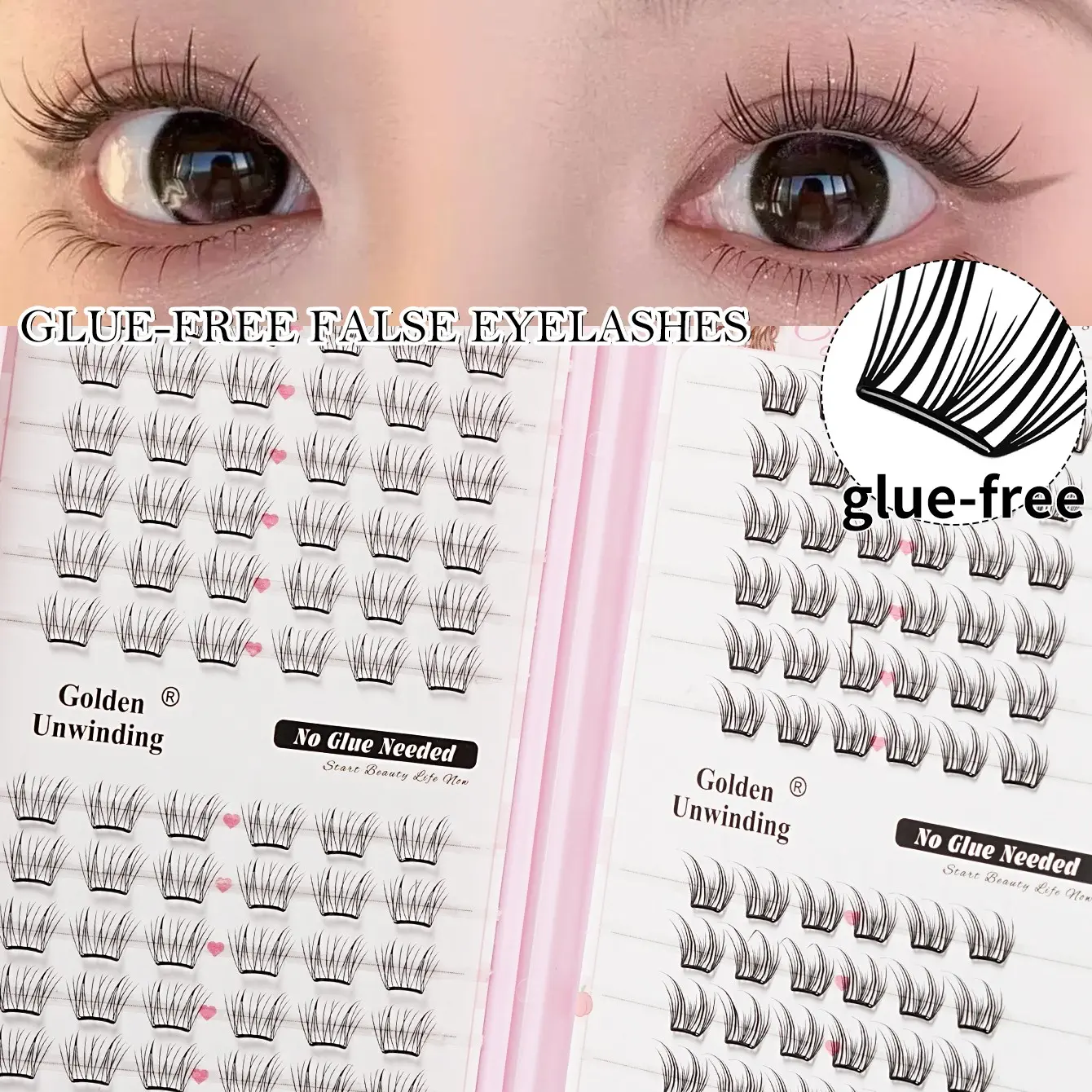 Self-adhesive false eyelashes, with a soft and curling design, are suitable for beginners and enhance the beauty of the eyes, making them easy to apply.