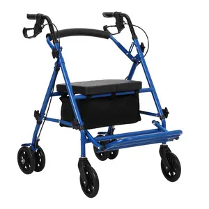 Garvee 2-in-1 Rollator Walker & Transport Chair for Seniors - Lightweight collapsible Wheelchair Combo with Seat - Adjustable Height, Shock Absorber, All-Terrain 12" Wheels, Brakes, Backrest, Footrest - Medical Mobility Aid for Adults, 300 lb Capacity
