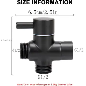 Three-Way Diverter Valve, Shower Water Divertor, Faucet Diverter Device, Bathroom Accessories, Fitting, Pole Mount, Varnished Finish