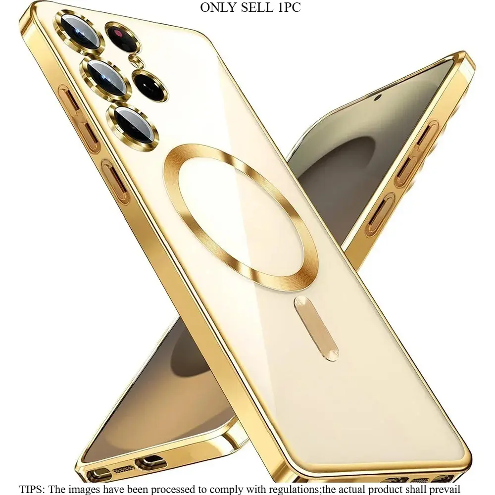 Glitter Plating Silicone Phone Case, Magsafe Clear Cover, Shockproof Protective Covers, Shockproof Protective Casing, Protective Cellphone Casing, Compatible with Samsung Galaxy S26 Ultra, S26 Edge, S25FE, S25 Edge, S24, S23
