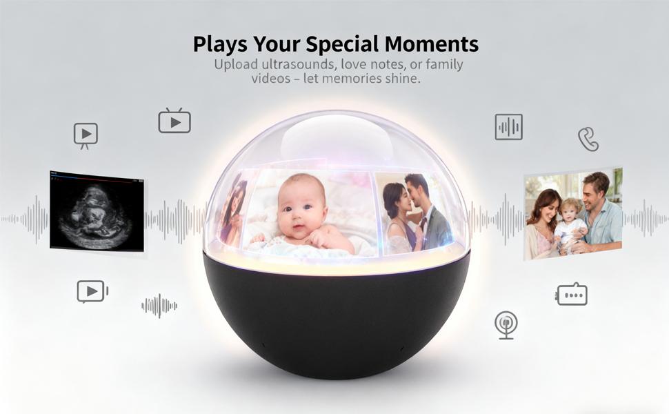 Memory Orb Ball, Core Memory Orb Custom Video Sphere - Hang All Your Memories, Memory Lamp Orb Save All of Your Core Memories on This, Customizable Christmas Ornament Decoration (White, APP)