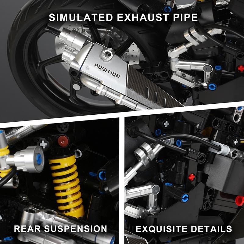 2000+pcs Red V4S Motorcycle Building Kit, DIY Model Kit, 1:5 Scale Large Racing Model Set, Perfect Gift for Motorbike Enthusiasts, Youth & Adults