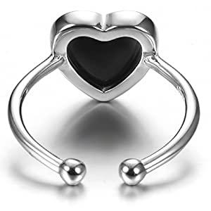 Adjustable 925 Sterling Silver Mood Ring for Women Temperature-Control Changeable Silver Rings Women Change Color Minimalist Delicate Rings for Women Open Heart Ring for Girls