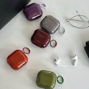 Vintage Semi-Transparent Five Color Earphones + Ring Earphone Case, Earphone Protective Cover for Apple AirPods Pro 2/3/4/2 Cases, Fashionable Women's Earphone Shell, Headphones Case, Headphone Accessories